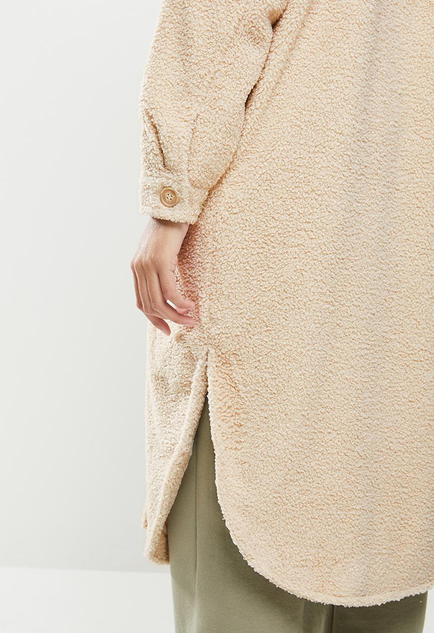 Cotton On - Cosy cabin longline teddy shacket - neutral 
