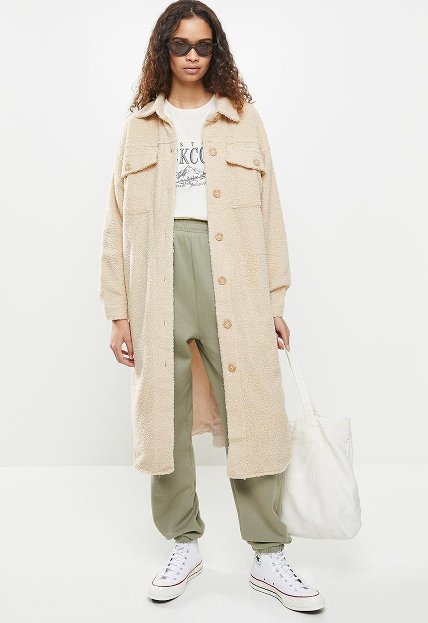 Cotton On - Cosy cabin longline teddy shacket - neutral 