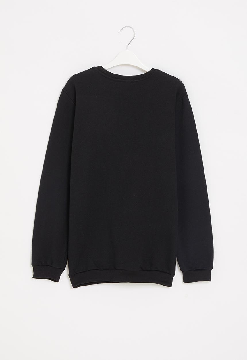 Superbalist - Graphic fleece crewneck sweater - black
