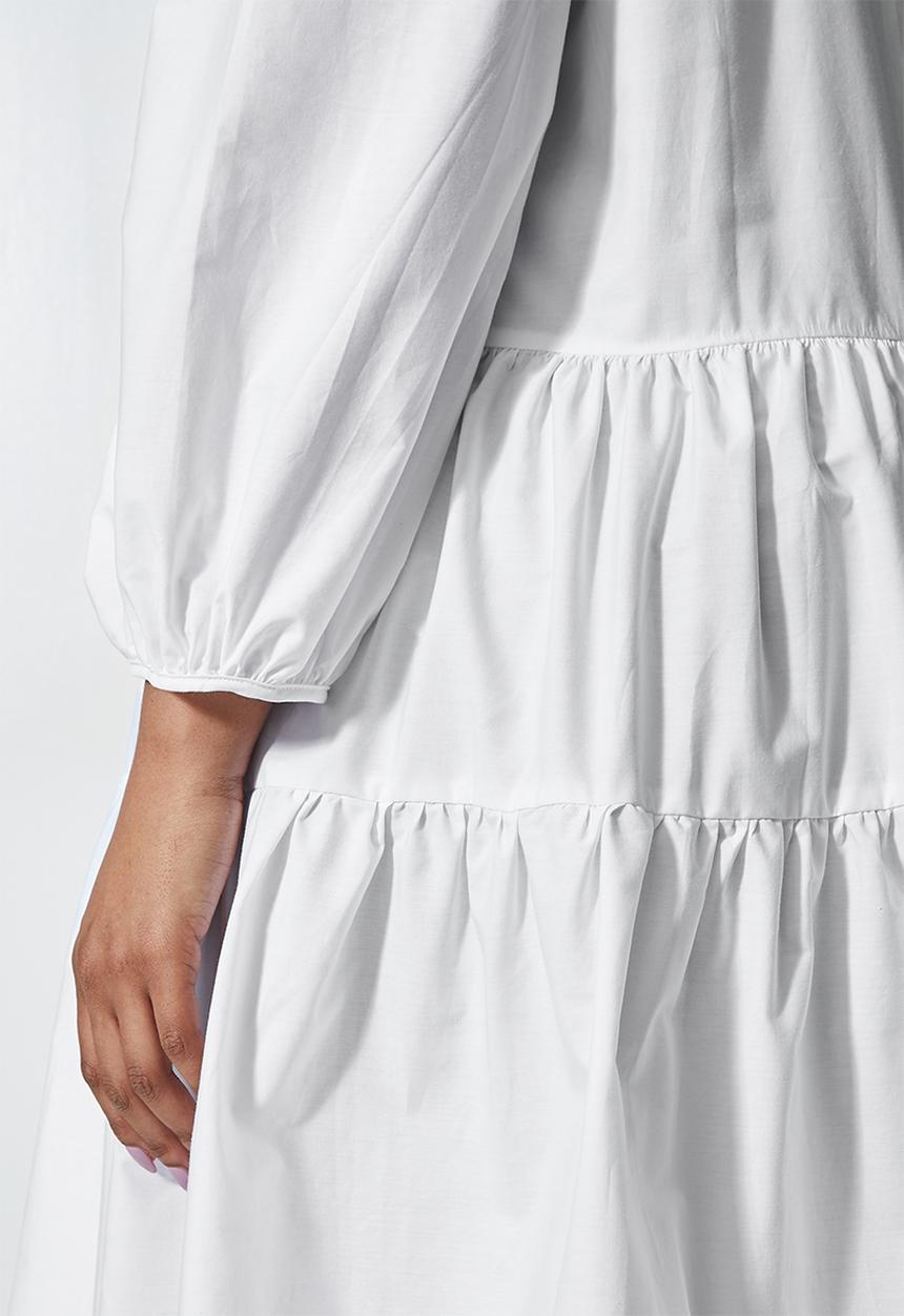 Superbalist - Tiered balloon sleeve shirt dress - white