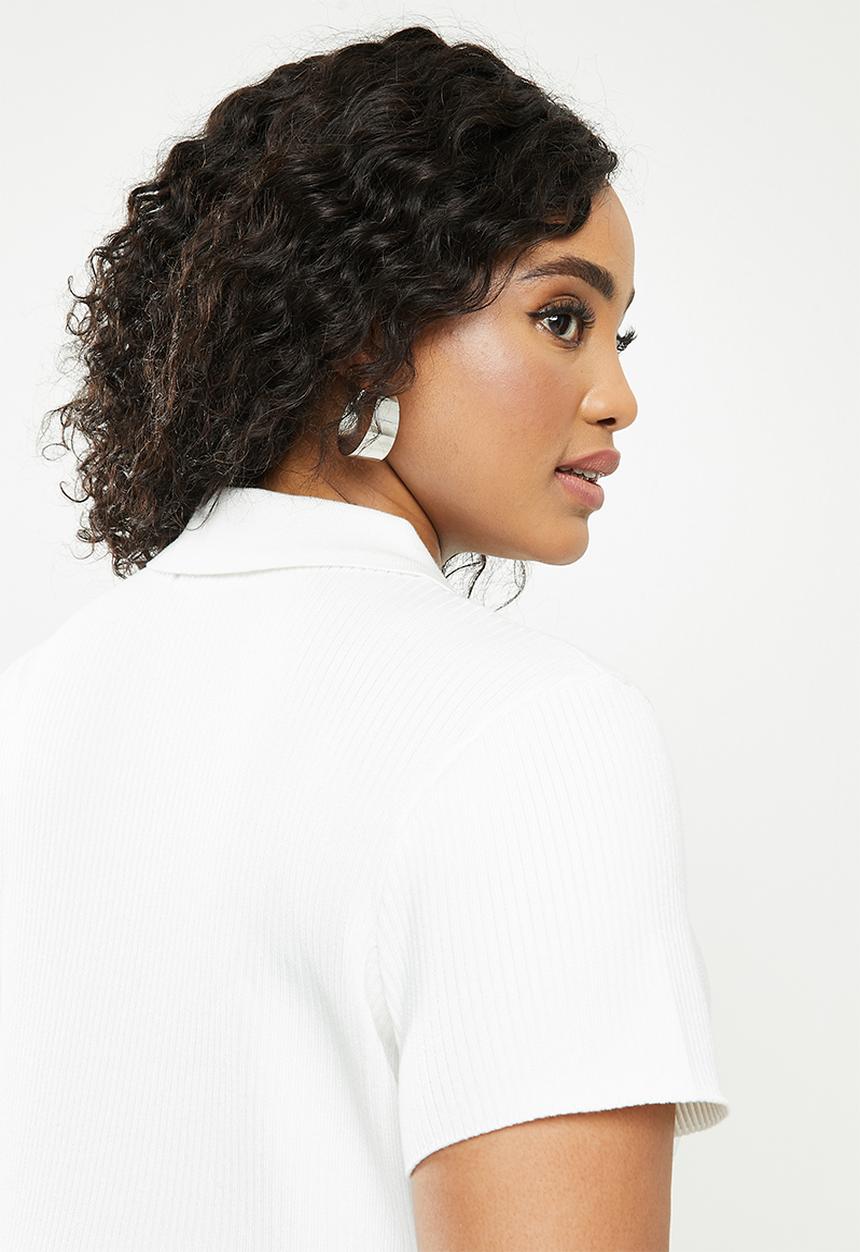 Missguided - Plus collared bodycon tennis - white