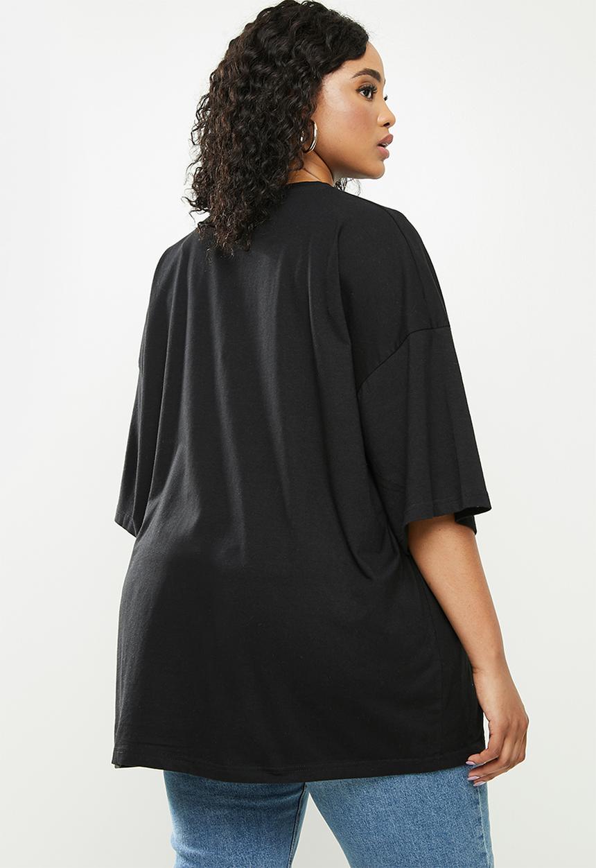 Missguided - Plus drop shoulder T-shirt - black