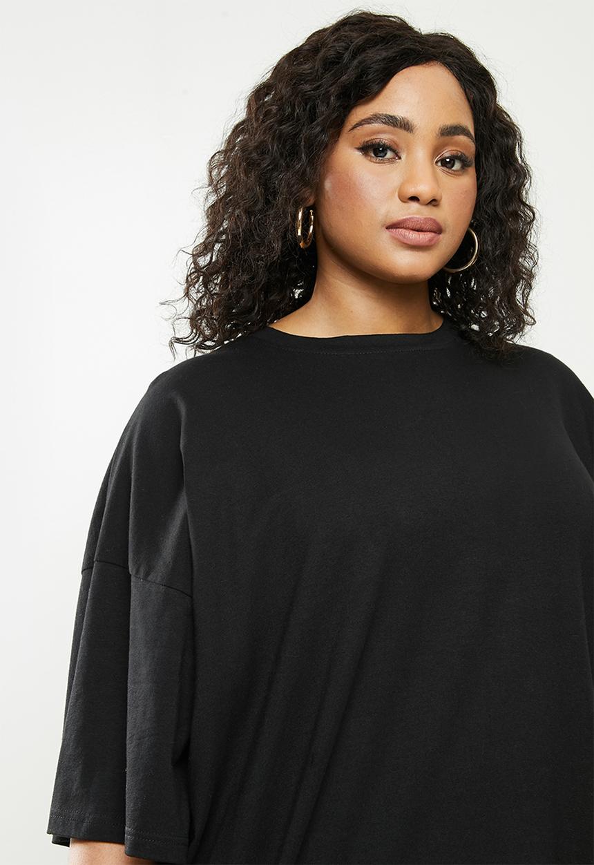 Missguided - Plus drop shoulder T-shirt - black