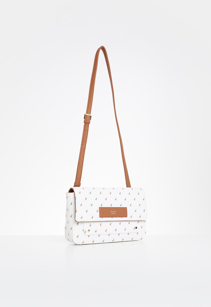 POLO - Minimalist iconic flap over sling bag - white