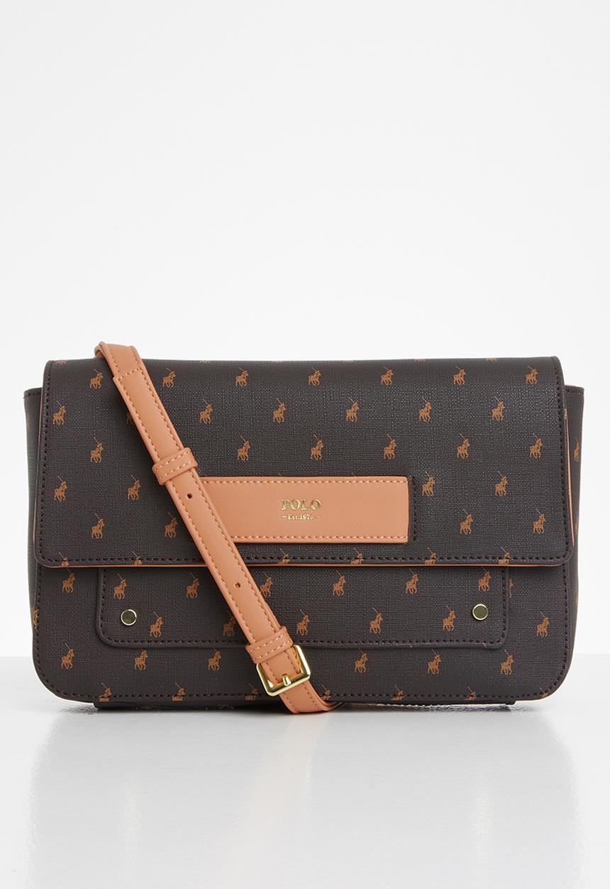 POLO - Minimalist iconic flap over sling bag - brown