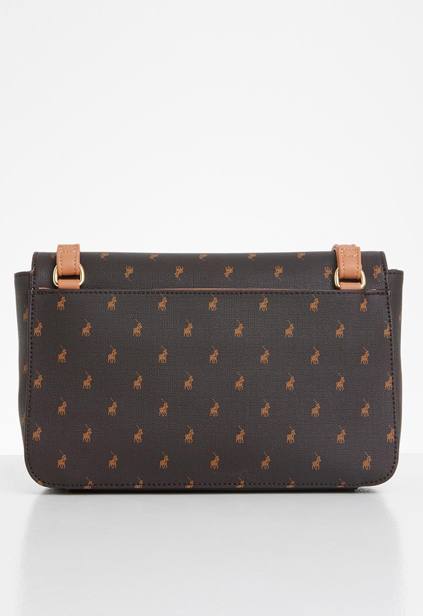 POLO - Minimalist iconic flap over sling bag - brown