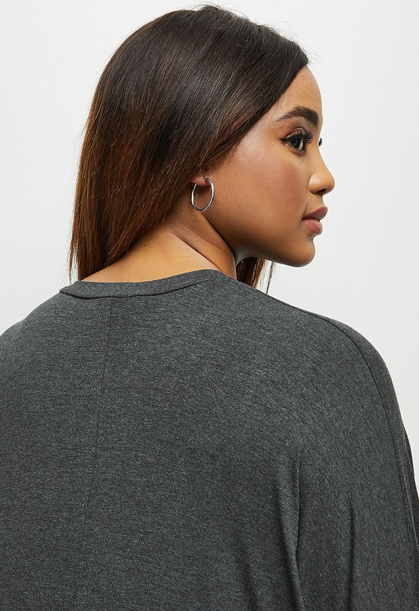 edit Plus - Conscious elbow sleeve swing dress - grey