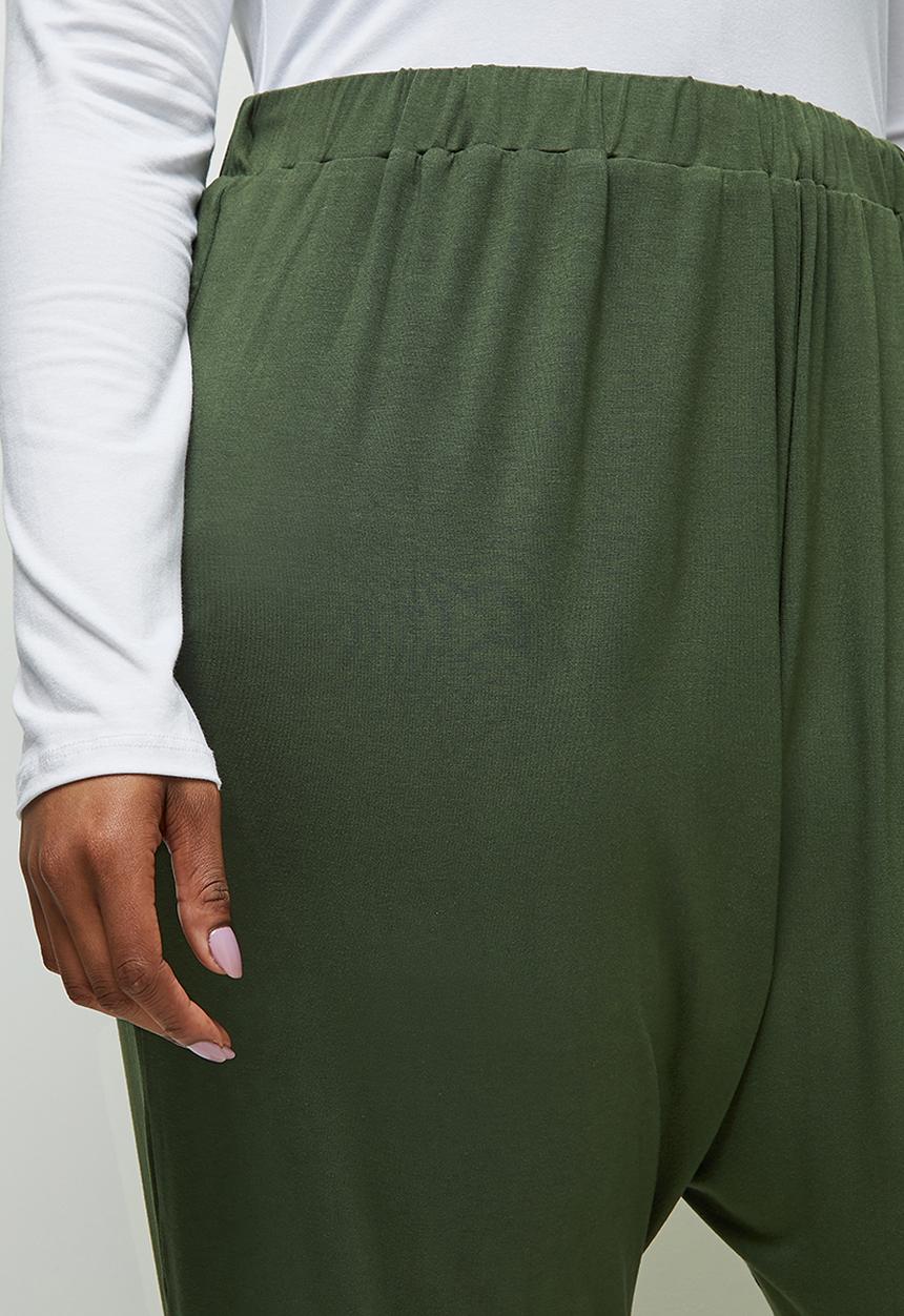 edit Plus - Drop crotch harem - dark khaki