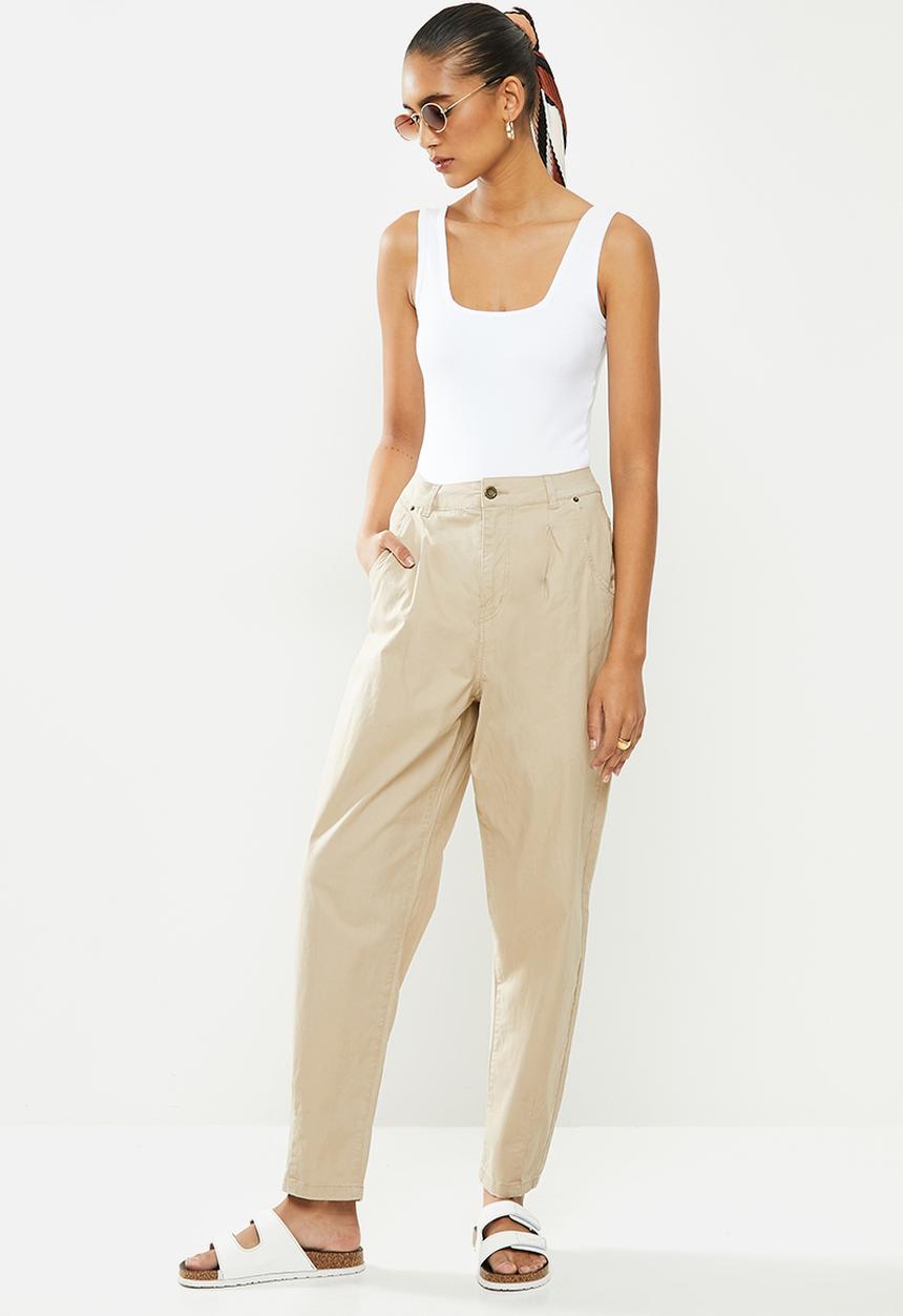 Vero Moda - Rosanna high rise barrel pleat - light brown