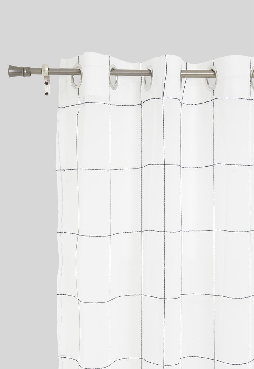 Sixth Floor - Squares eyelet unlined curtain - white & black