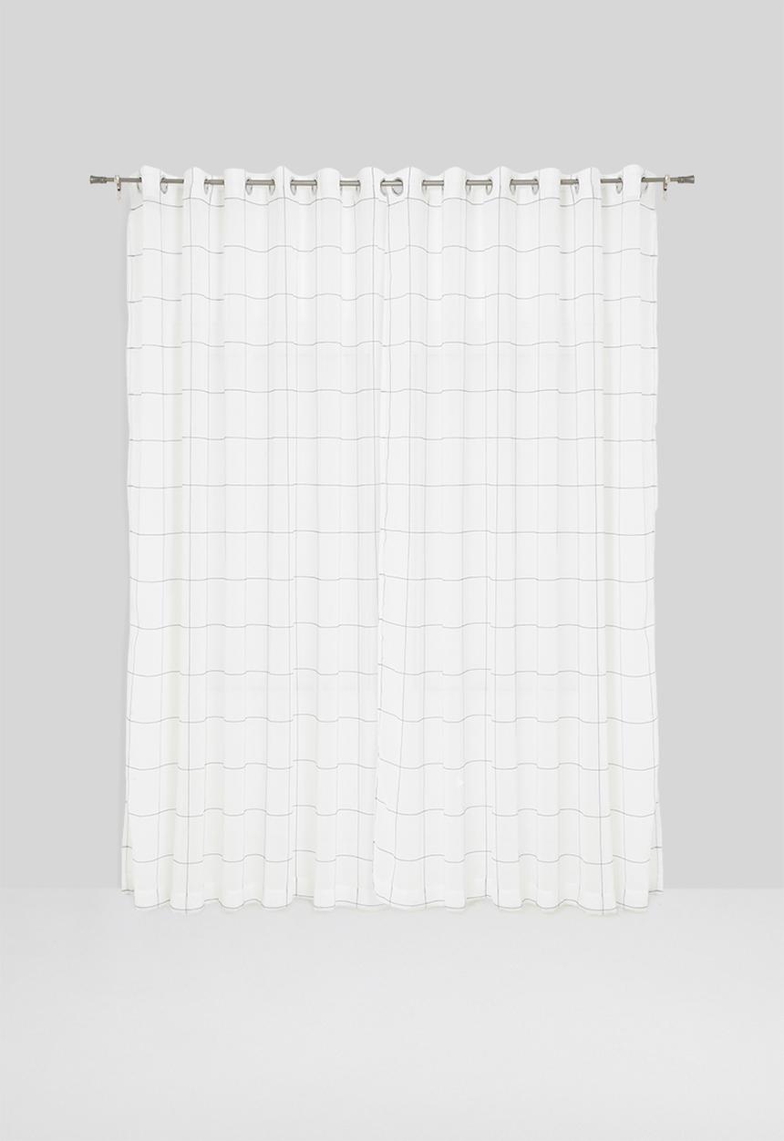 Sixth Floor - Squares eyelet unlined curtain - white & black