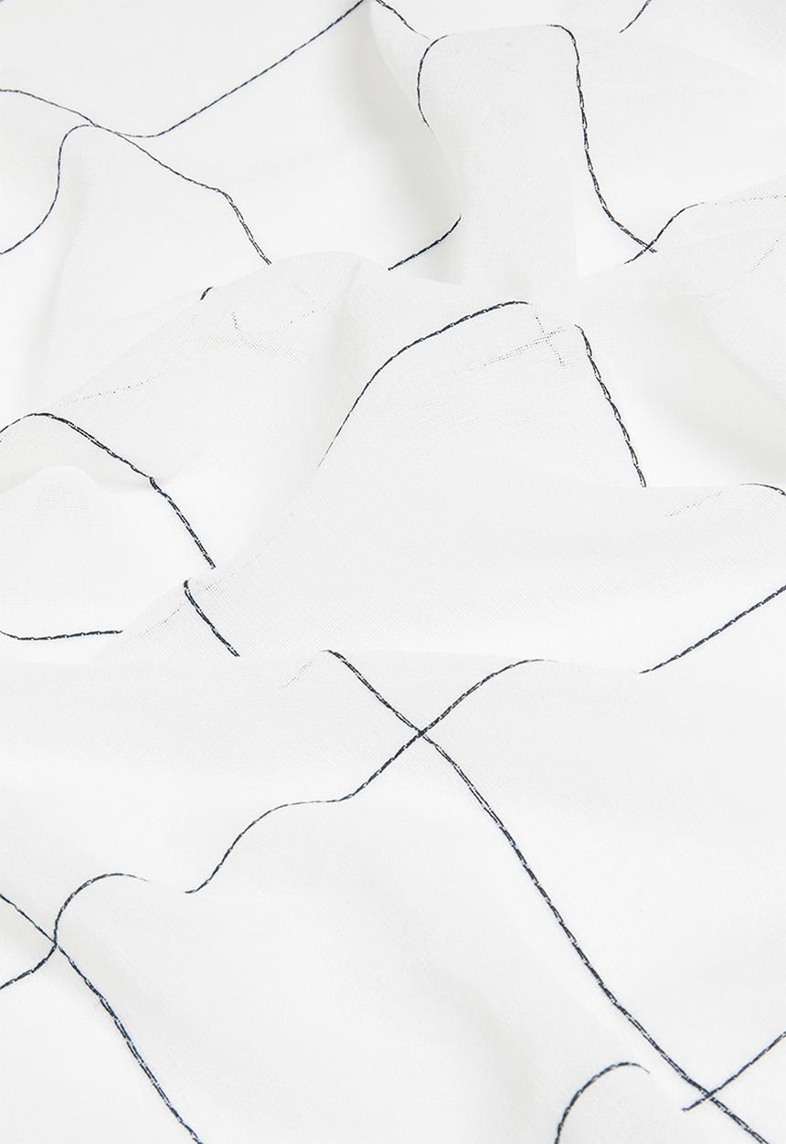 Sixth Floor - Squares eyelet unlined curtain - white & black