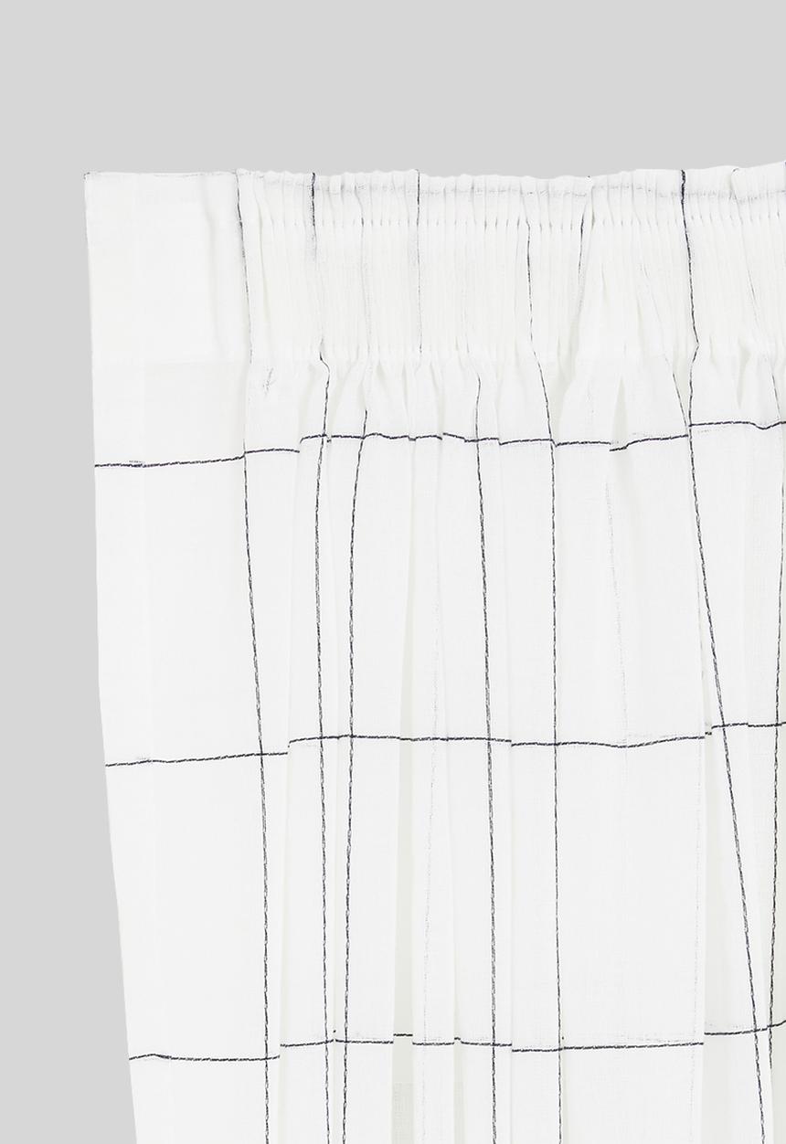 Sixth Floor - Squares taped unlined curtain - white & black