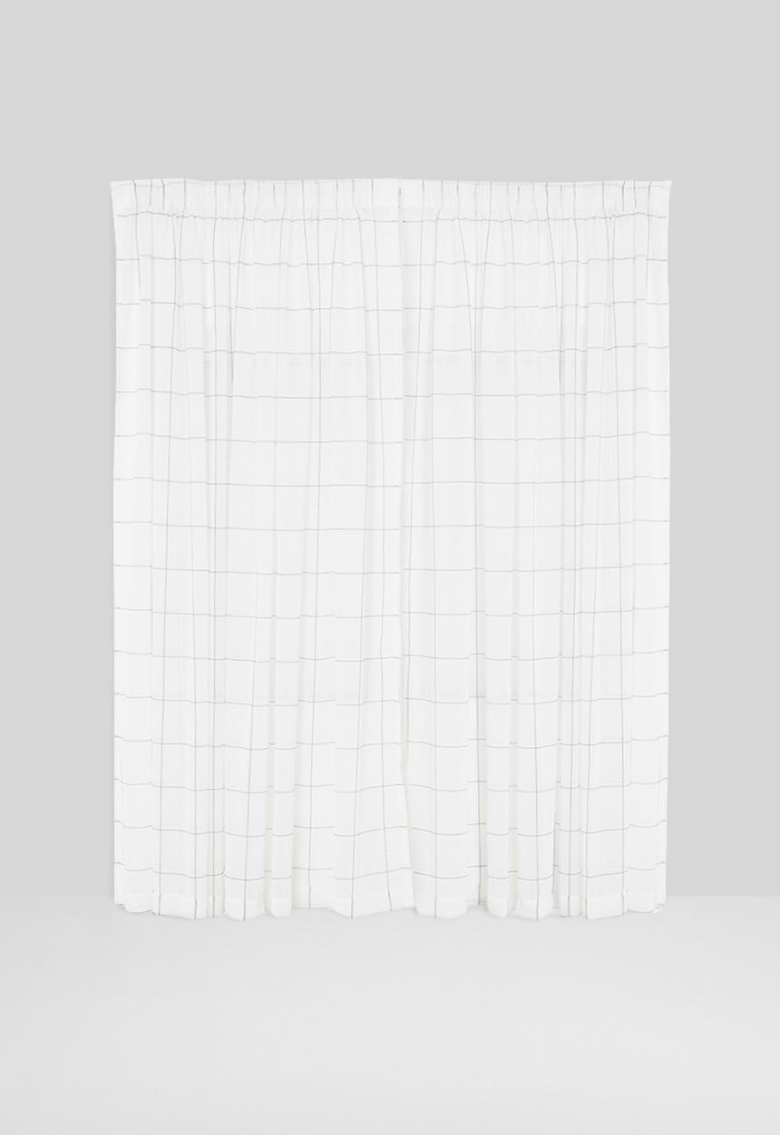 Sixth Floor - Squares taped unlined curtain - white & black