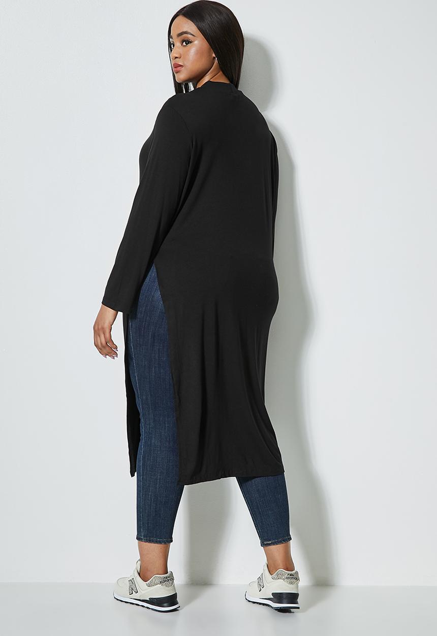 Superbalist - Longline spilt hem tunic - black