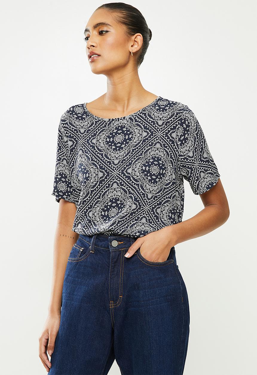Jacqueline de Yong - Starr life short sleeve top - navy