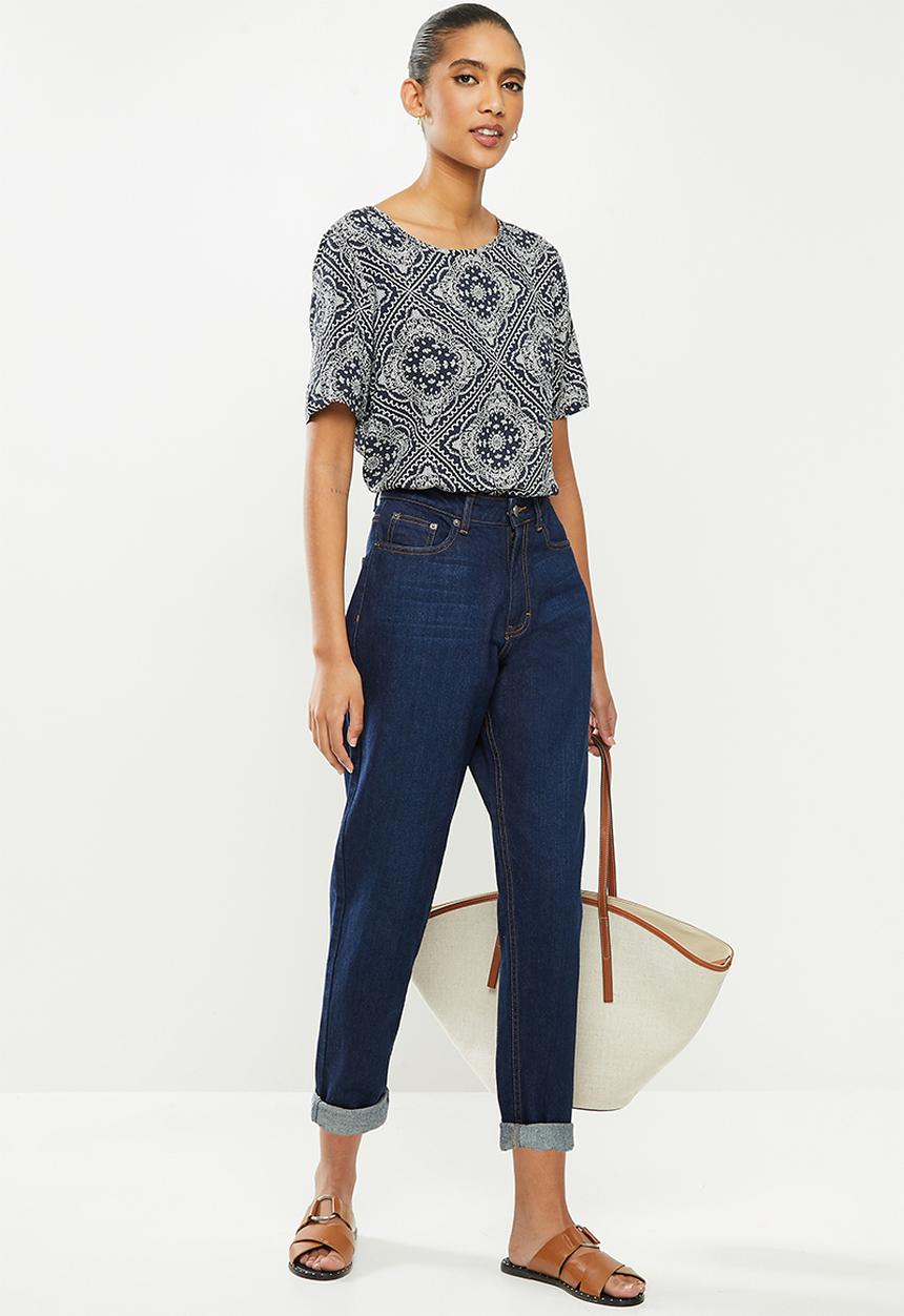 Jacqueline de Yong - Starr life short sleeve top - navy