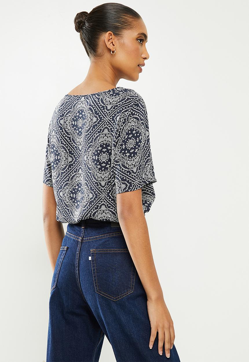 Jacqueline de Yong - Starr life short sleeve top - navy