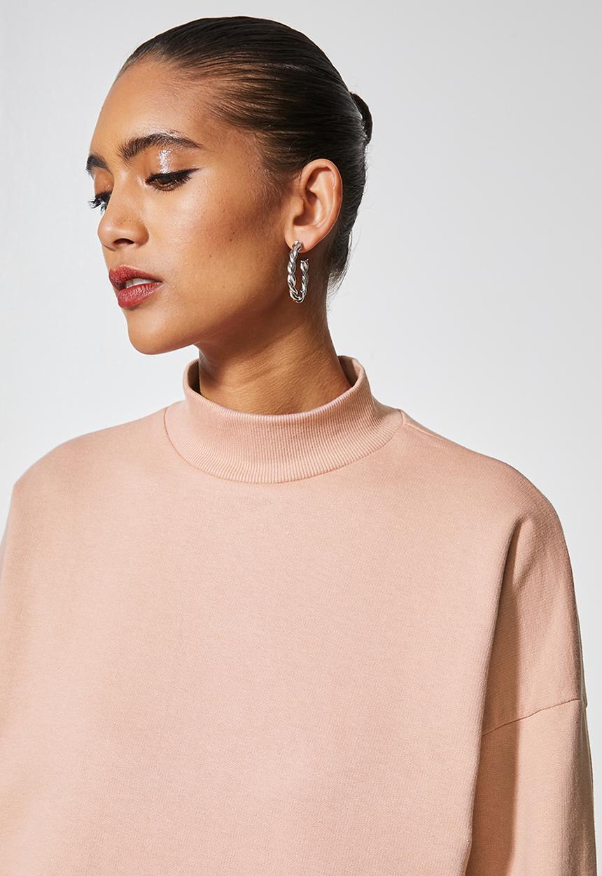 Superbalist - Crop funnel neck sweat - dusty pink