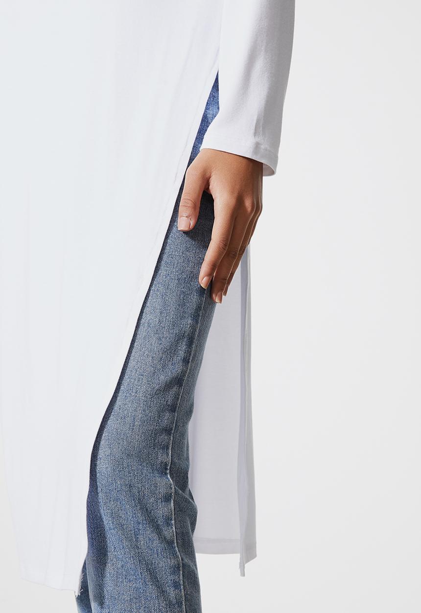 Superbalist - Longline split hem tunic - white