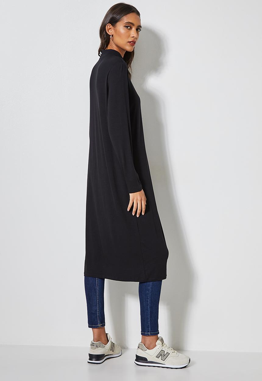 Superbalist - Longline split hem tunic - black