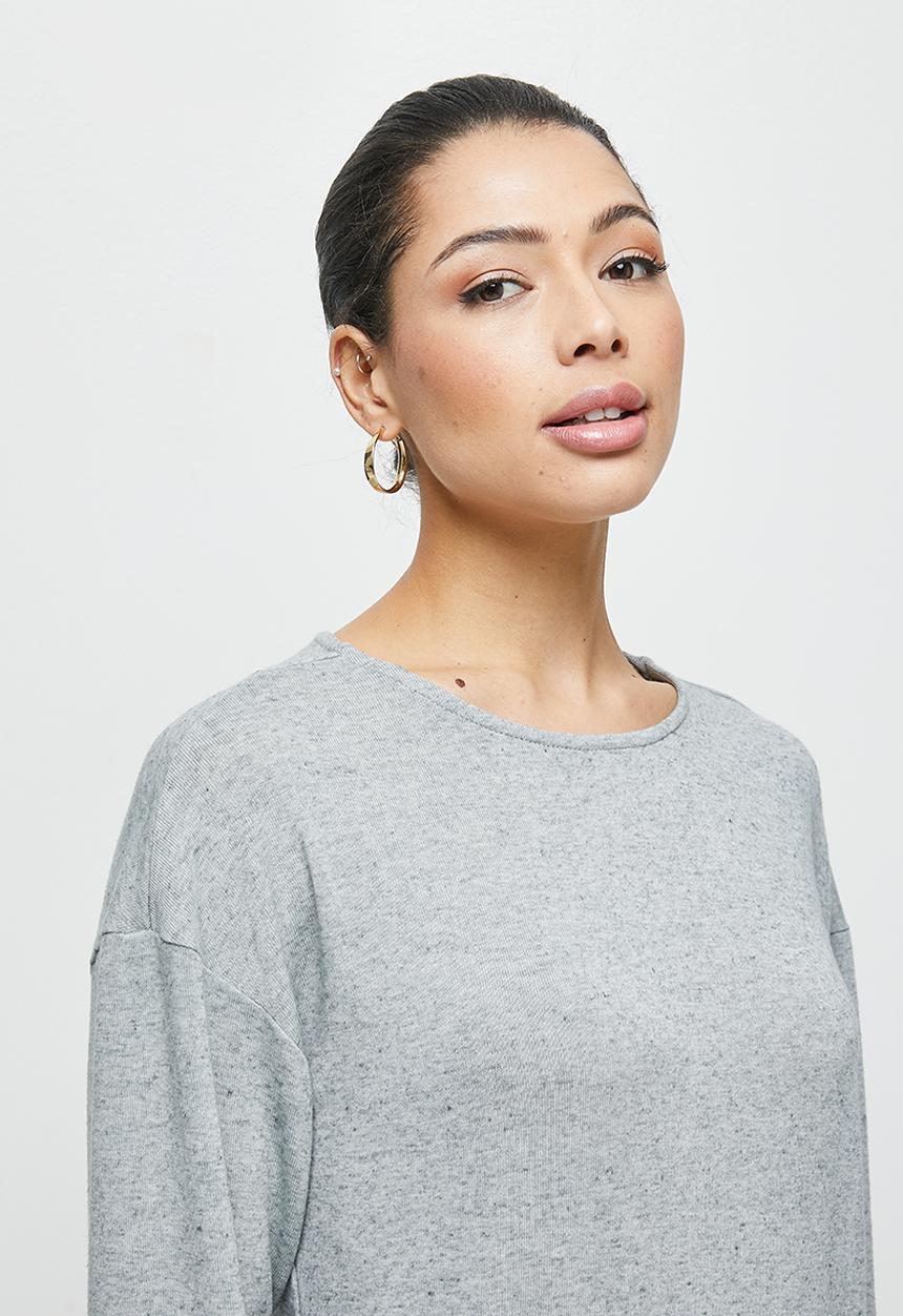edit - Longline linen texture tee - grey 