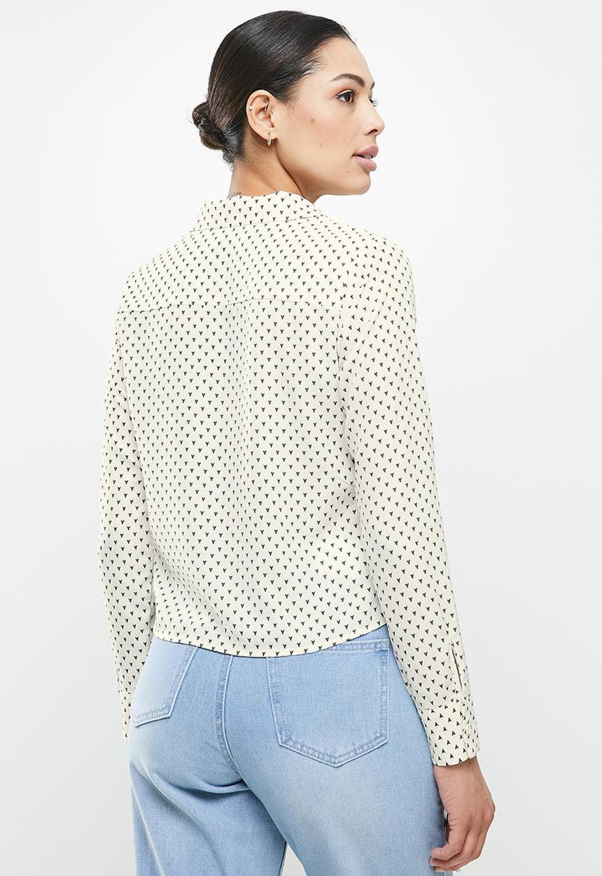 Glamorous - Triangles button front shirt - neutral & black 