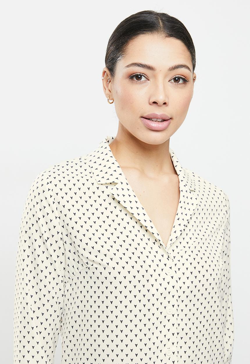 Glamorous - Triangles button front shirt - neutral & black 