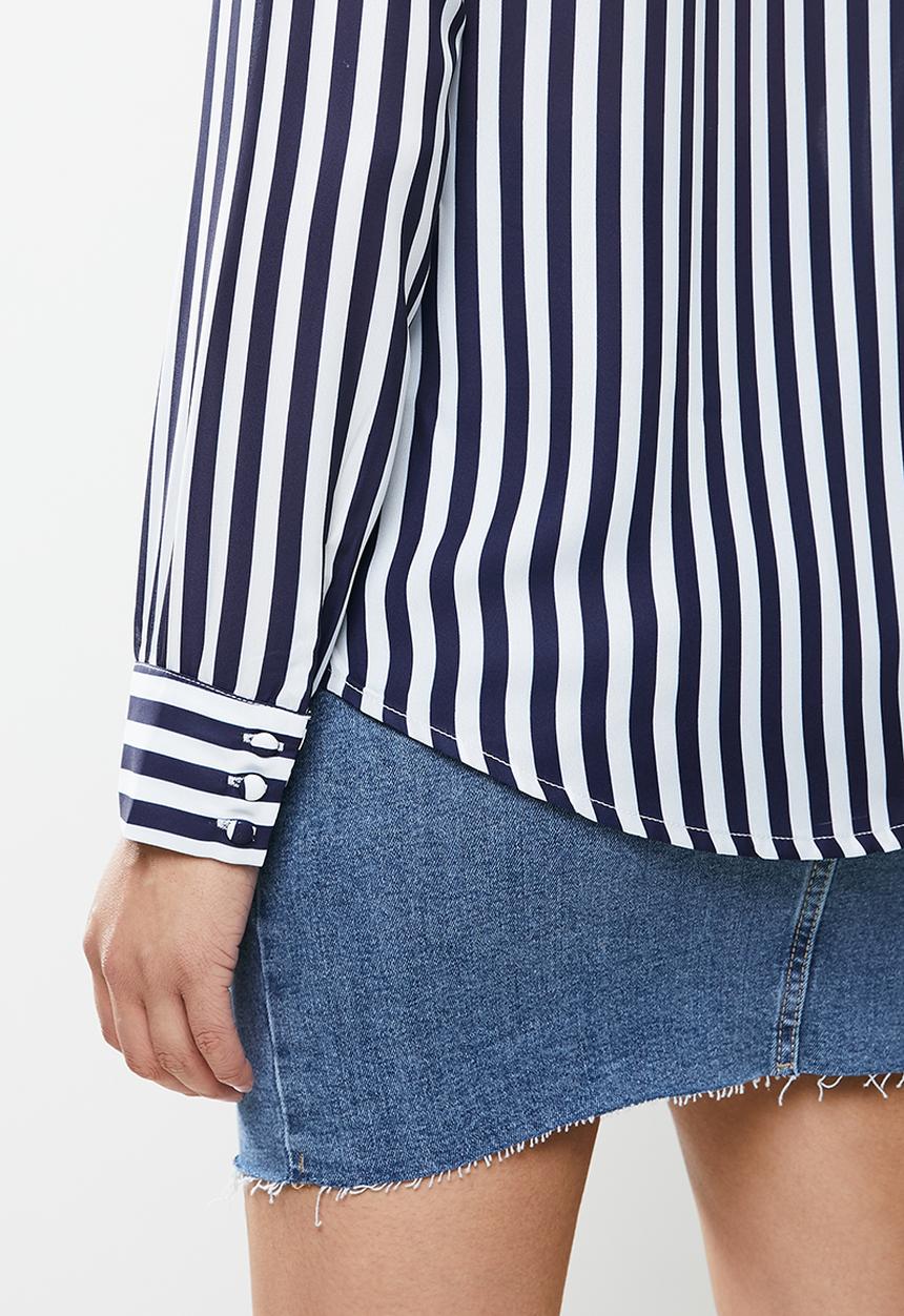 Glamorous - Pussybow blouse - navy & white 