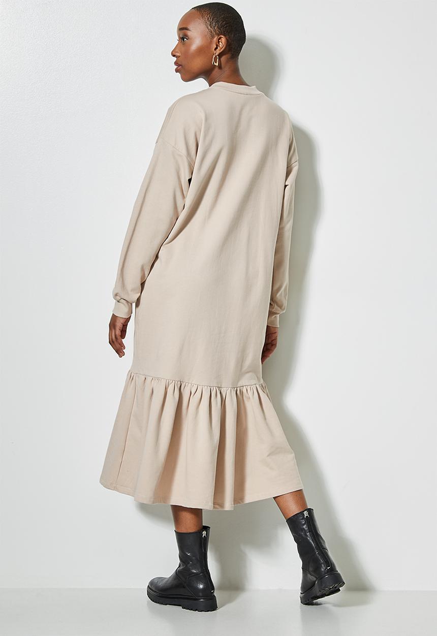 Superbalist - Cosy dropped waist dress with tier  - stone