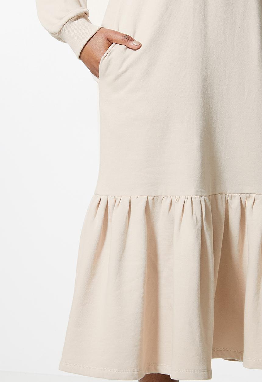 Superbalist - Cosy dropped waist dress with tier  - stone