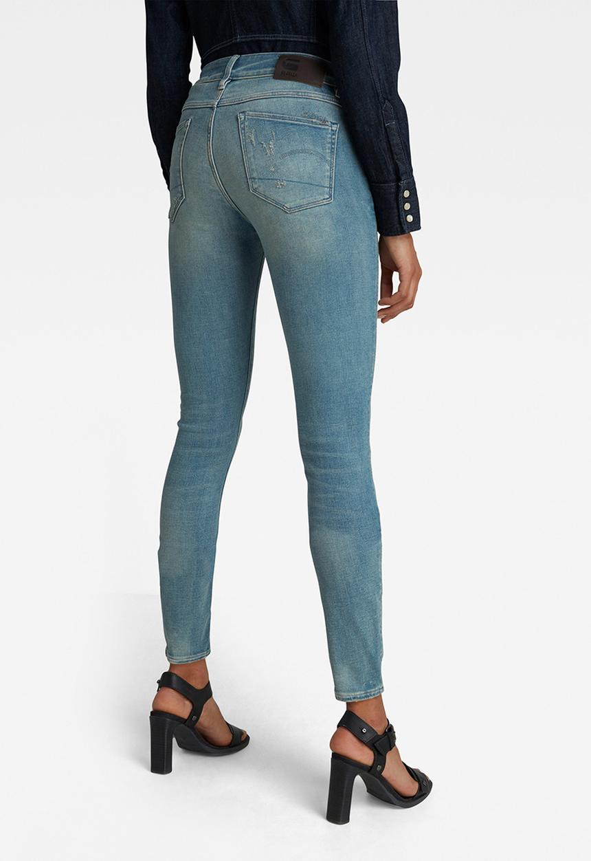 G-STAR - 3301 Mid skinny - vintage cool aqua destroyed