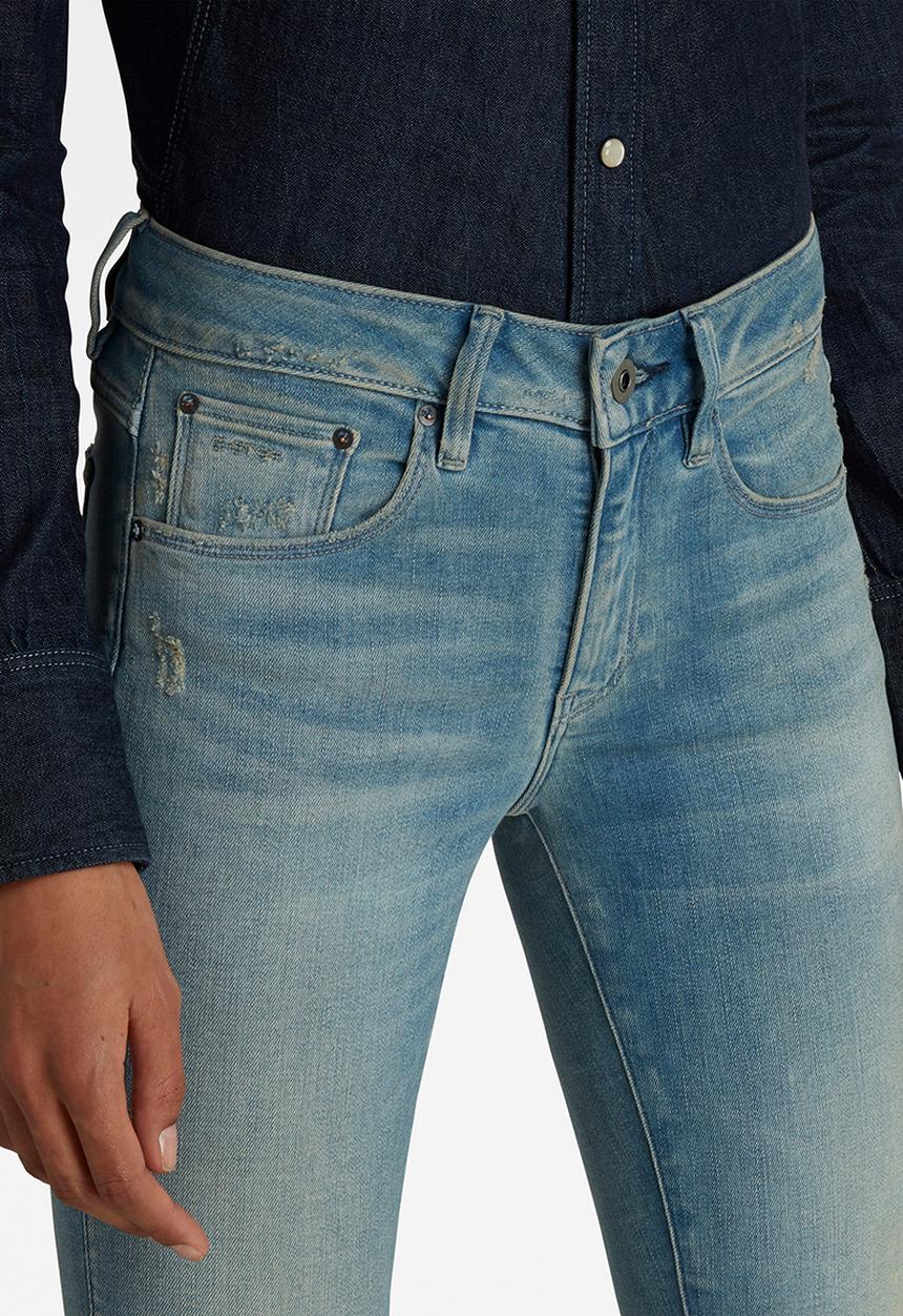 G-STAR - 3301 Mid skinny - vintage cool aqua destroyed