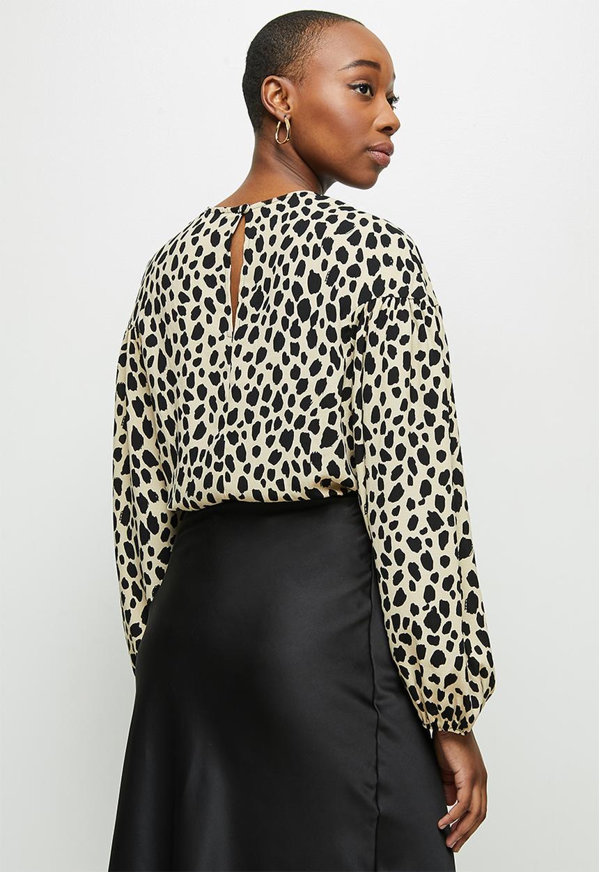 MILLA - Dropped shoulder blouse - beige & black