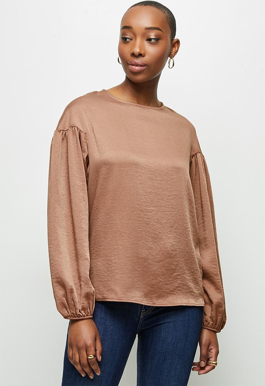 MILLA - Dropped shoulder blouse - brown
