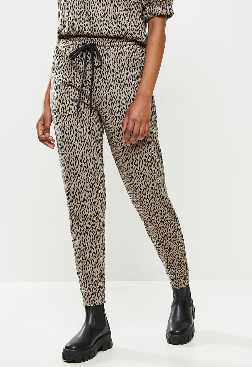 Me&B - Animal elasticated jacquard pant - taupe 