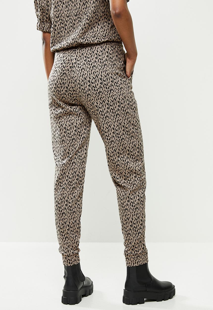 Me&B - Animal elasticated jacquard pant - taupe 