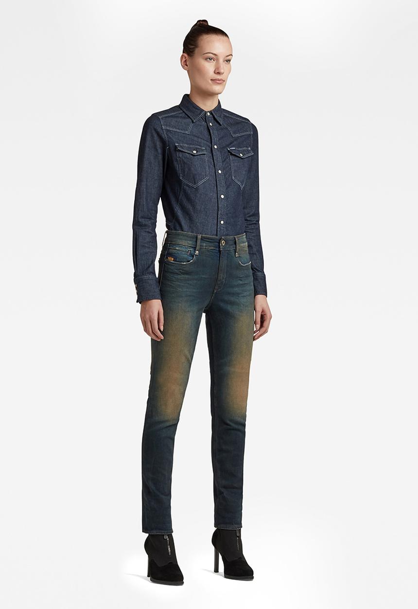 G-STAR - Noxer high straight jeans - antic blight green