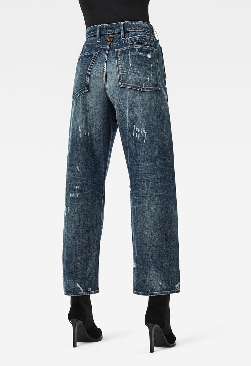 G-STAR - Lintell high dad jeans  - antic faded tarnish blue destroyed