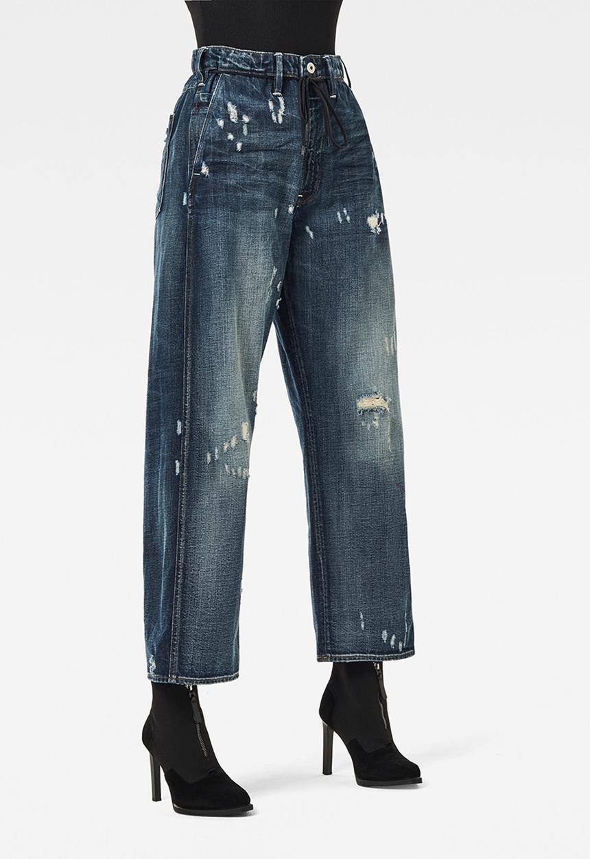G-STAR - Lintell high dad jeans  - antic faded tarnish blue destroyed