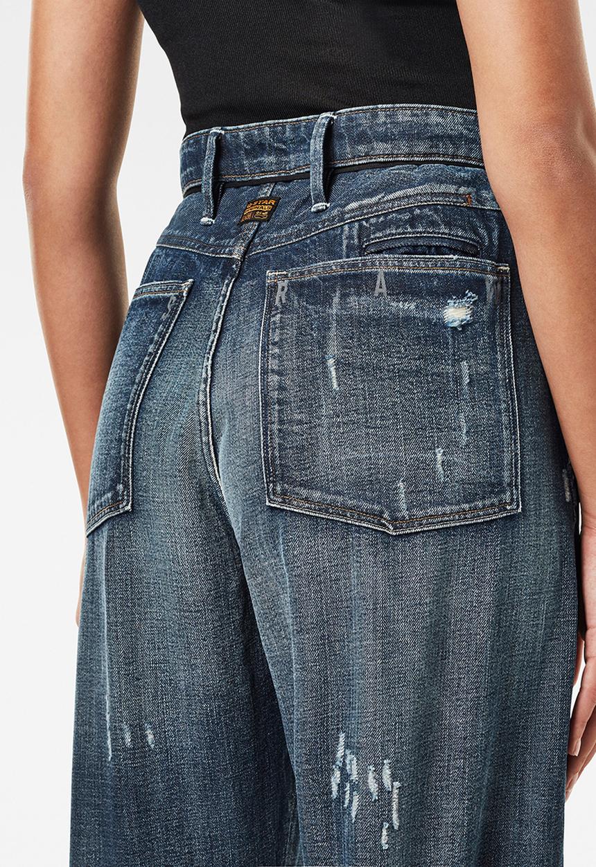 G-STAR - Lintell high dad jeans  - antic faded tarnish blue destroyed