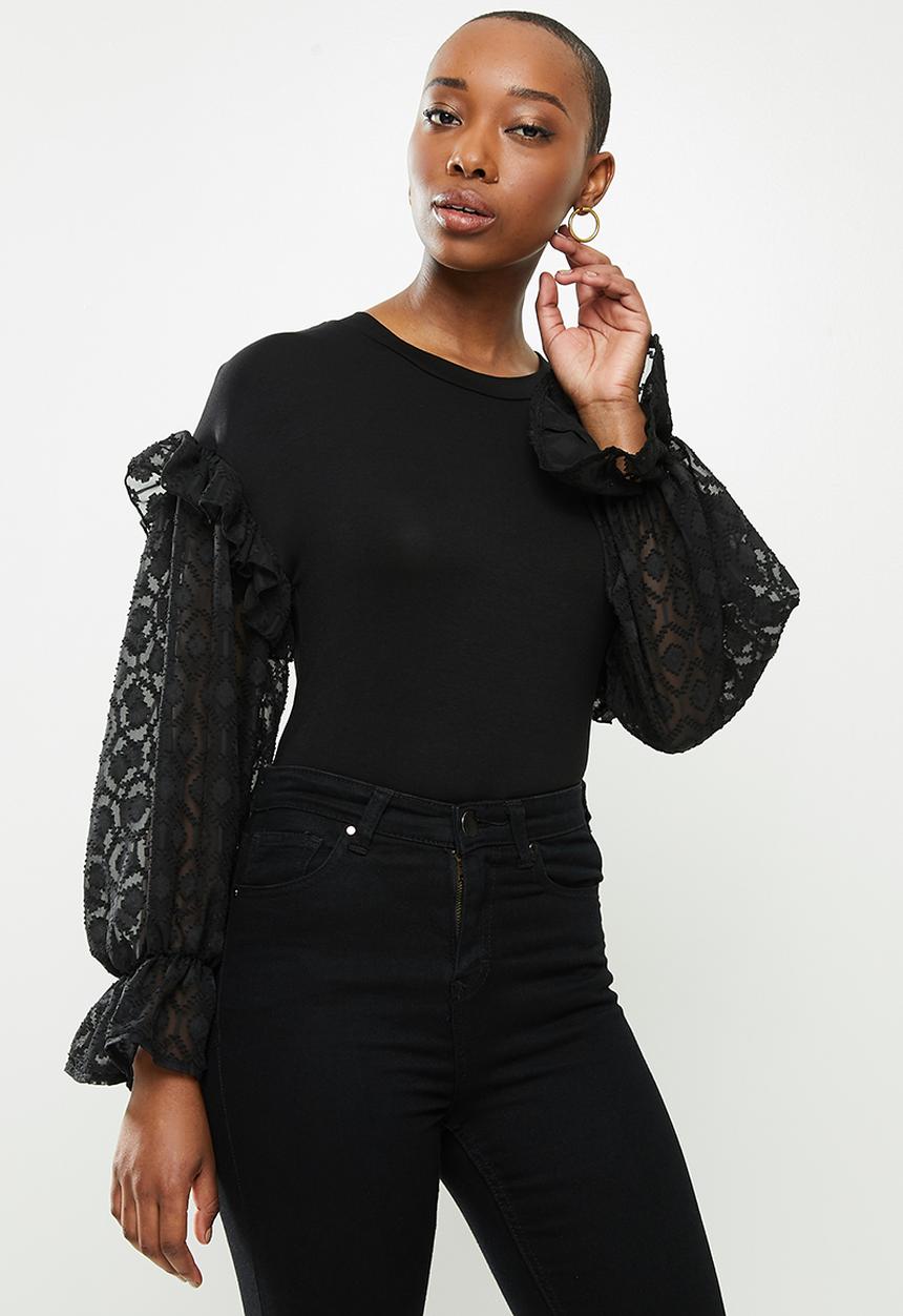 Me&B - Combo tee with textured - black