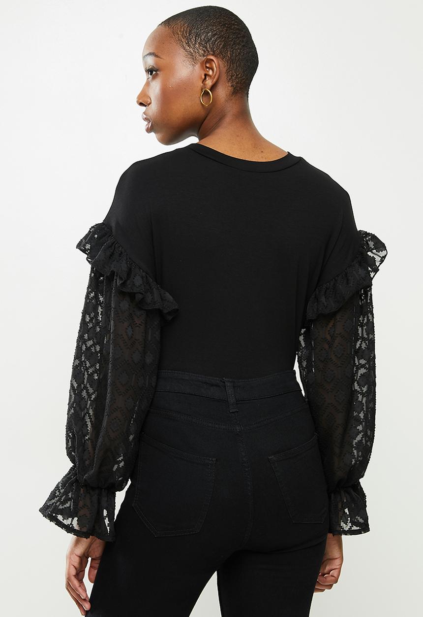 Me&B - Combo tee with textured - black