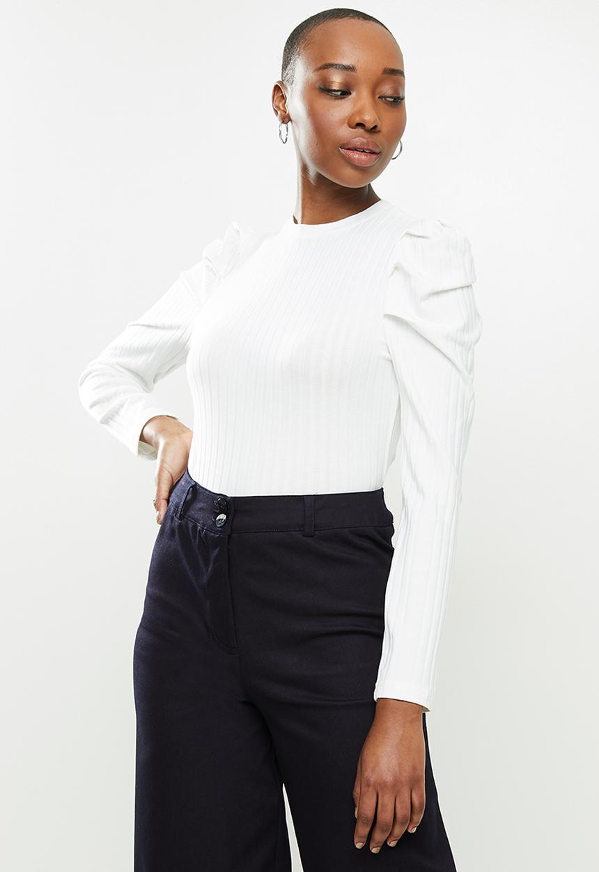 Me&B - The pleated sleeve tee - white