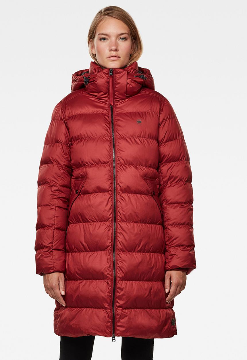 G-STAR - Whistler hooded slim long coat - dry red