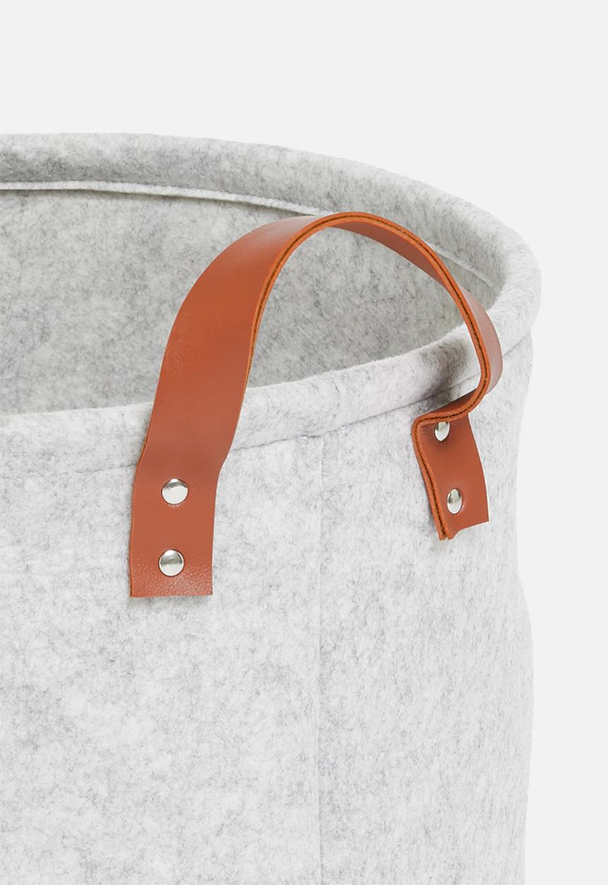 Bathroom Solutions - Felt round storage basket - light grey
