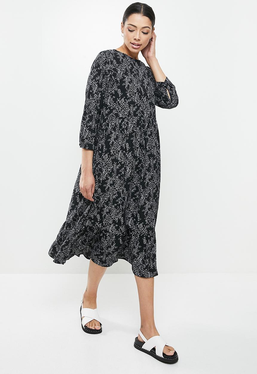 Glamorous - Tiered midi dress - black 