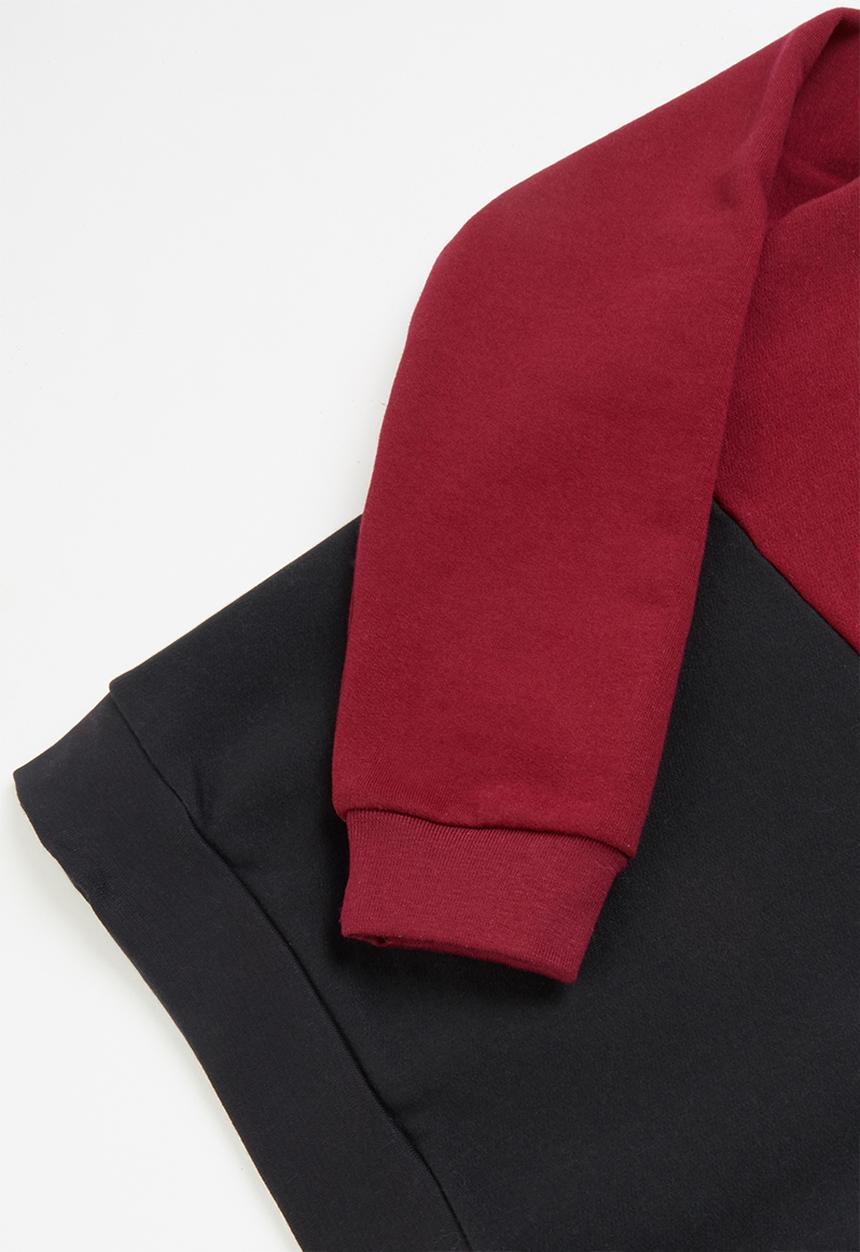 Pop Candy - Younger boys colour block sweat set - maroon/black