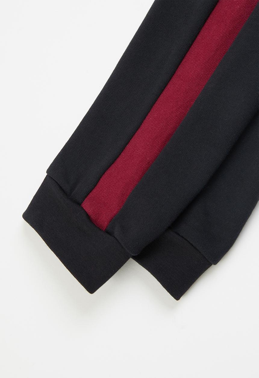 Pop Candy - Younger boys colour block sweat set - maroon/black