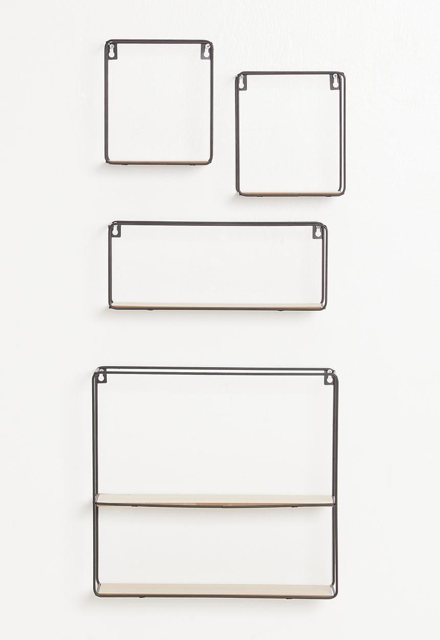 H&S - Wall rack set of 4 - black & natural